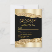 Goud en zwart Glam Scheuren Sweet Sixteen RSVP Kaartje (Voorkant)