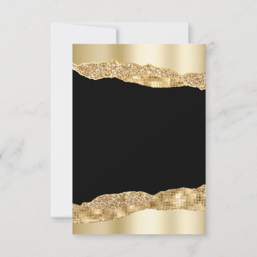 Goud en zwart Glam Scheuren Sweet Sixteen RSVP Kaartje (Achterkant)