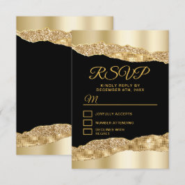 Goud en zwart Glam Scheuren Sweet Sixteen RSVP Kaartje