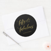 Goud en zwart Glam Typografie Vijftig en Fabulous Ronde Sticker (Envelop)