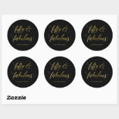 Goud en zwart Glam Typografie Vijftig en Fabulous Ronde Sticker (Vel)