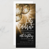 Goud en zwart Glitter Ball uitnodiging (Voorkant / Achterkant)