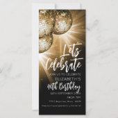 Goud en zwart Glitter Ball uitnodiging (Voorkant)