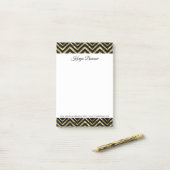 Goud en zwart glitter Chevron Post-it® Notes (Op bureau)