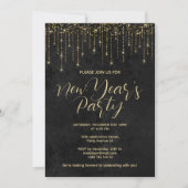 Goud en zwart glitter nieuwjaarsfeest kaart (Voorkant)