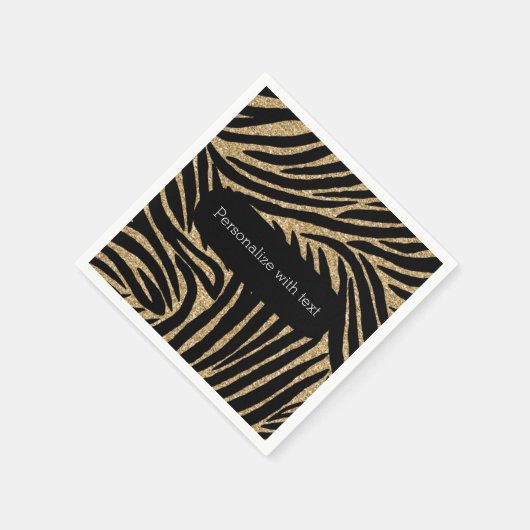 Goud en zwart Glitter Zebra Print Servet (Hoek)
