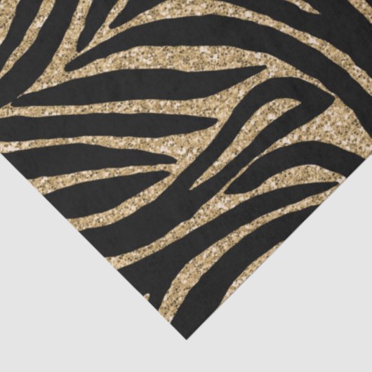 Goud en zwart Glitter Zebra Print Tissuepapier (Detail)