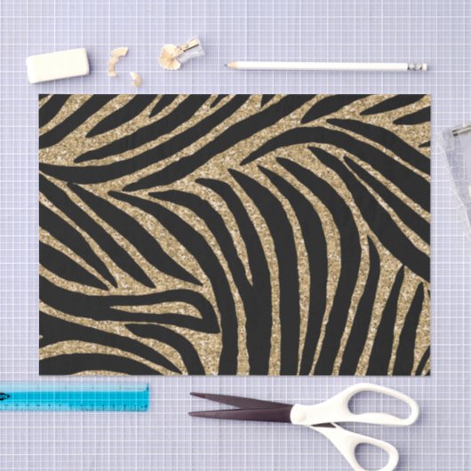 Goud en zwart Glitter Zebra Print Tissuepapier (Craft)