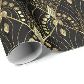 Goud en zwart gram Art Deco patroon Cadeaupapier (Rol Hoek)