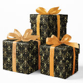 Goud en zwart gram Art Deco patroon Cadeaupapier