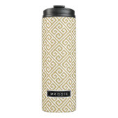 Goud en zwart Grieks sleutelmonogram Thermosbeker (Voorkant)