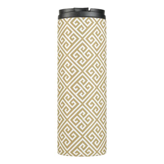 Goud en zwart Grieks sleutelmonogram Thermosbeker (Achterkant)