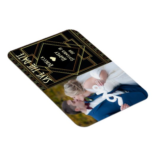 Goud en zwart Grote Gatsby Bruiloft Save The Date Magneet (Rechterzijde)
