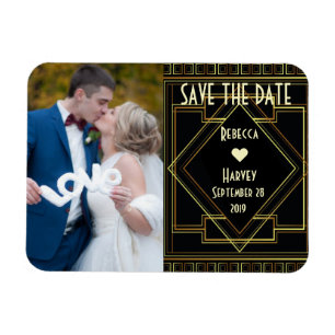 Goud en zwart Grote Gatsby Bruiloft Save The Date Magneet