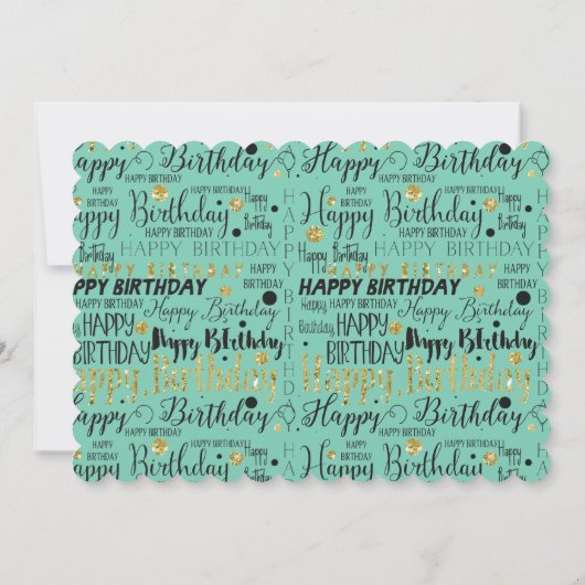 Goud en zwart Happy Birthday Confetti Kaart (Achterkant)