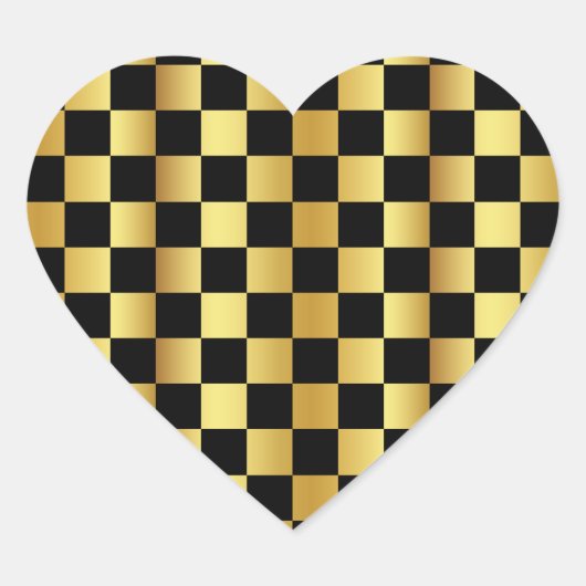 Goud en Zwart Hart Vorm Sticker (Voorkant)