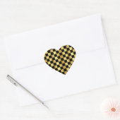 Goud en Zwart Hart Vorm Sticker (Envelop)