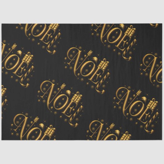 Goud en zwart, hedendaagse Kerstmis Tissuepapier (Voorkant)