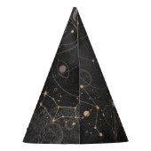Goud en zwart hemellichamen feesthoedjes (Achterkant)