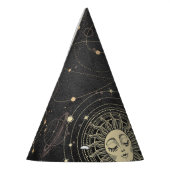 Goud en zwart hemellichamen feesthoedjes (Links)