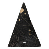 Goud en zwart hemellichamen feesthoedjes (Rechts)