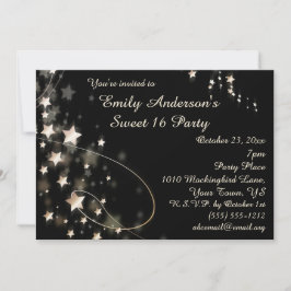 Goud en zwart Hollywood Star Sweet 16 Verjaardag Kaart