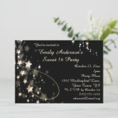 Goud en zwart Hollywood Star Sweet 16 Verjaardag Kaart (Staand voorkant)