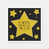 Goud en zwart Hollywood sterren verjaardag Servetten (Voorkant)