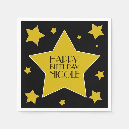 Goud en zwart Hollywood sterren verjaardag Servetten (Voorkant)