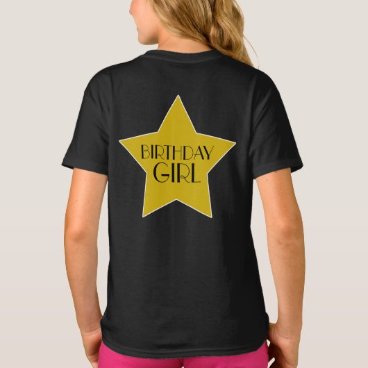 Goud en zwart Hollywood sterren verjaardag T-shirt (Achterkant)