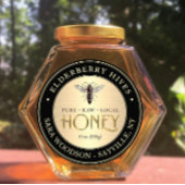 Goud en zwart honingetiket met  koningin ronde sticker