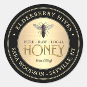 Goud en zwart honingetiket met koningin ronde sticker (Voorkant)