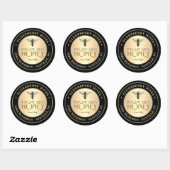 Goud en zwart honingetiket met koningin ronde sticker (Vel)