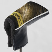 goud en zwart hout golfheadcover (3/4 voorkant)