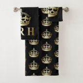 Goud en zwart HRH Royal Highness Crown Bad Handdoek (Insitu)