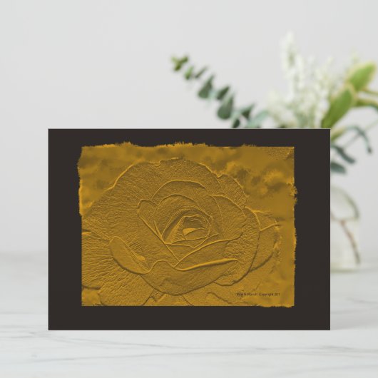 Goud en zwart, in reliëf gemaakt Roos Kaart (Staand voorkant)