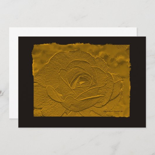 Goud en zwart, in reliëf gemaakt Roos Kaart (Voorkant / Achterkant)