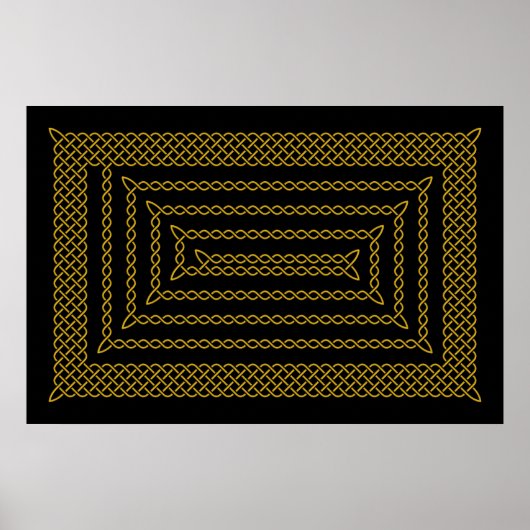Goud en zwart-Keltisch rechthoekig rond Poster (Voorkant)