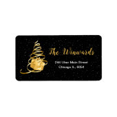 Goud en zwart kerstcadeau etiket (Voorkant)