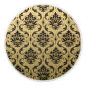 Goud en zwart Klassic Damask Keramische Knop (Voorkant)