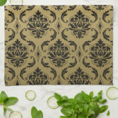 Goud en zwart Klassic Damask Theedoek (Gevouwen)