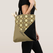 Goud en zwart kleurenblok Monogram Tote Bag (Dichtbij)
