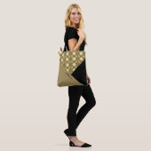 Goud en zwart kleurenblok Monogram Tote Bag (Op model)