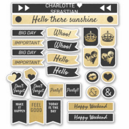 Goud en zwart kroon liefde hart planner sticker