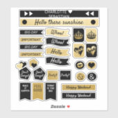 Goud en zwart kroon liefde hart planner sticker (Vel)