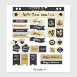 Goud en zwart kroon liefde hart planner sticker