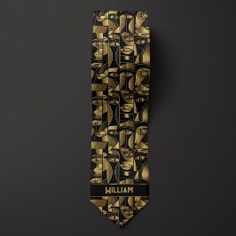 Goud en zwart kubisme stropdas