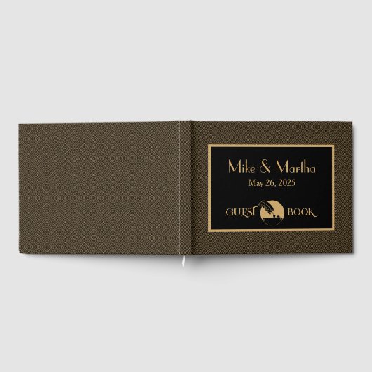 Goud en zwart  Kunst Deco-gastboek Gastenboek (Volledig)