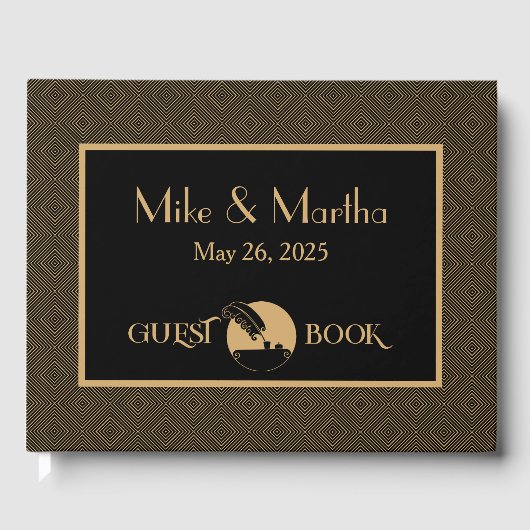 Goud en zwart  Kunst Deco-gastboek Gastenboek (Voorkant)