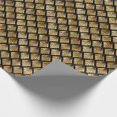 Goud en zwart kunstdeco Geometric Fan Pattern Cadeaupapier (Hoek)